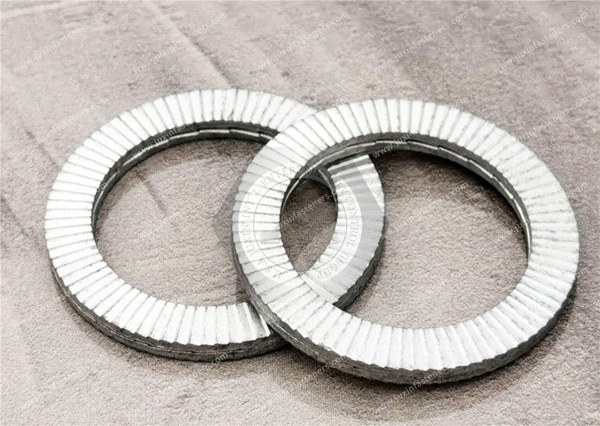 Doppelte selbstsichernde Unterlegscheibe (Stahl/Edelstahl) Doppelte selbstsichernde Unterlegscheibe (Stahl/Edelstahl)