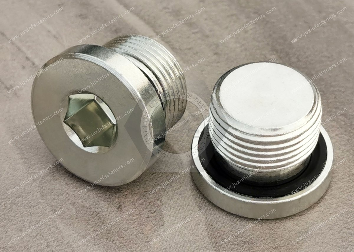Schraubstopfen mit Innenantrieb DIN 908 aus Kohlenstoffstahl mit Kragen – zylindrisches Gewinde Schraubstopfen mit Innenantrieb DIN 908 aus Kohlenstoffstahl mit Kragen – zylindrisches Gewinde
