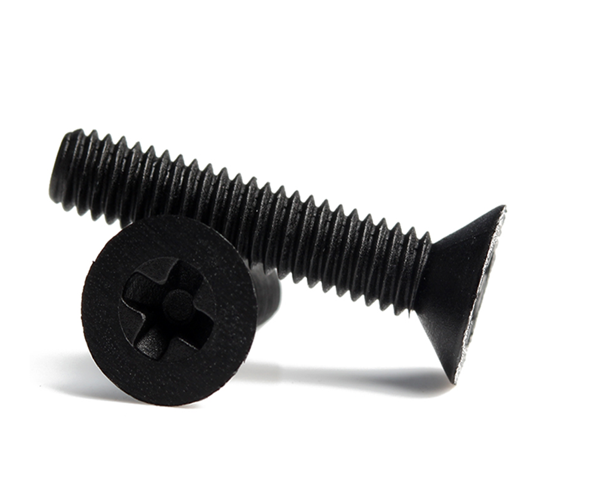 Schwarze Nylon-Phillips-Flachkopfschrauben