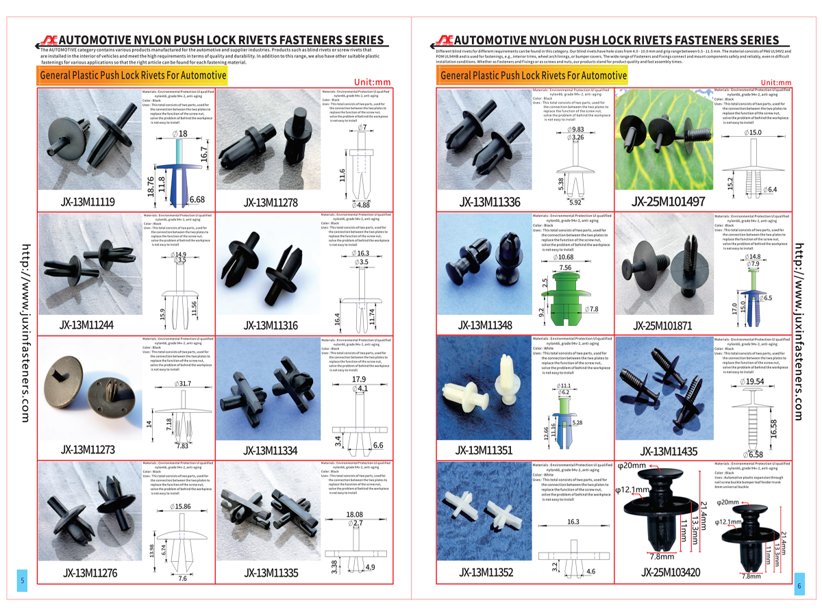 JX-13M11435 Allgemeine Kunststoff-Druckverschlussnieten für die Automobilindustrie
