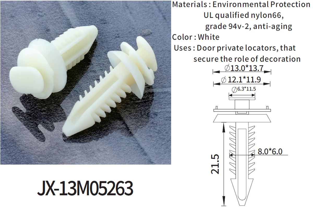 JX-13M05263 Allgemeine Kunststoff-Drucknieten mit Widerhaken für die Automobilindustrie