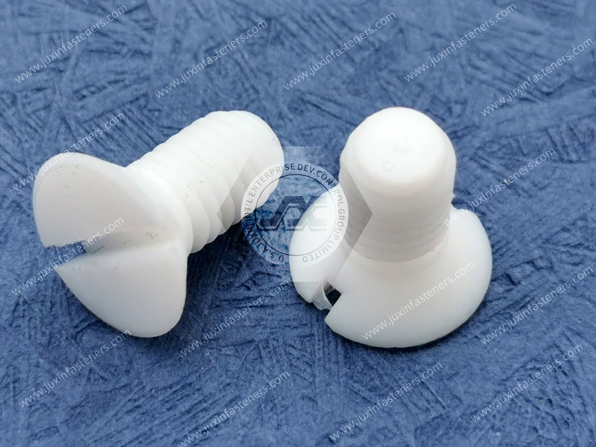 Metrische PTFE-Schlitzschrauben mit flachem Kopf Metrische PTFE-Schlitzschrauben mit flachem Kopf