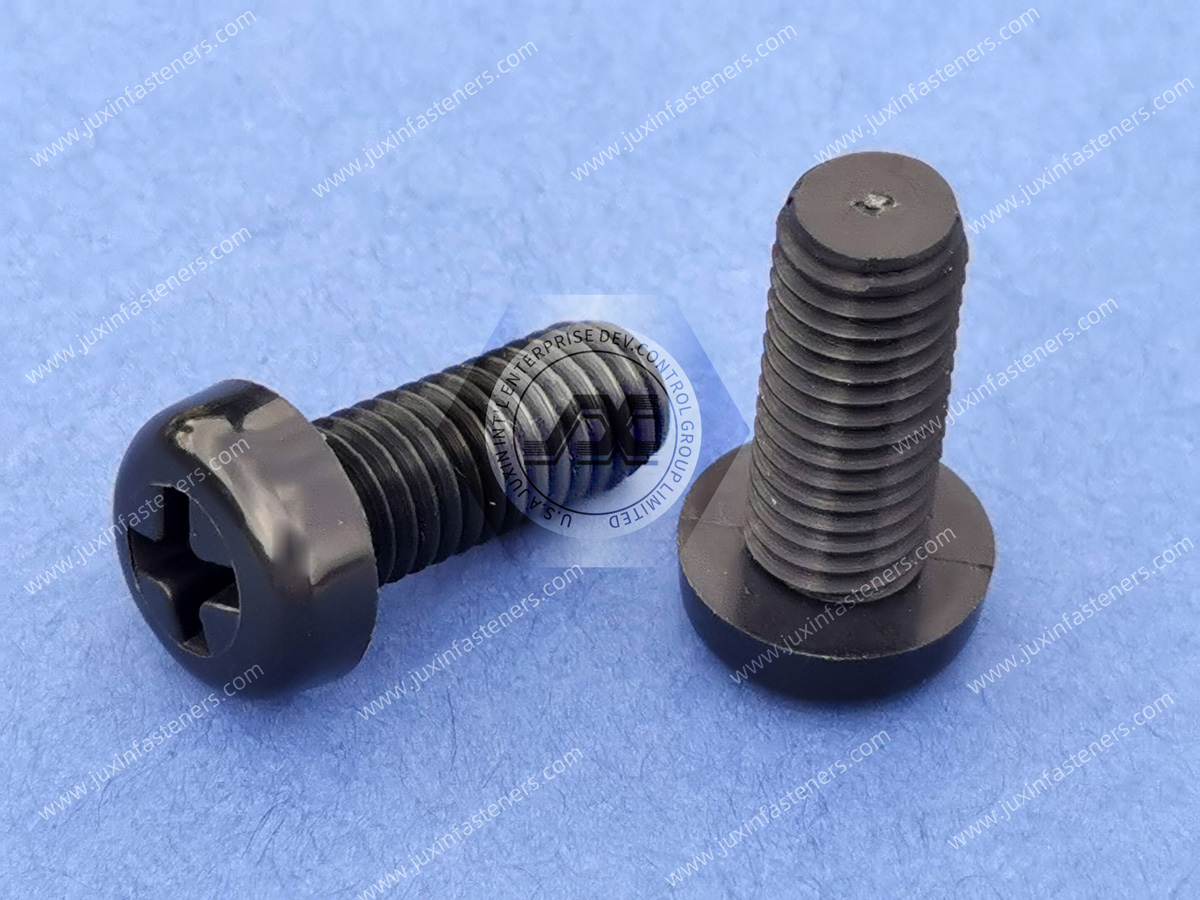 Schwarze Nylon-Flachkopf-Kreuzschlitzschrauben Schwarze Nylon-Flachkopf-Kreuzschlitzschrauben