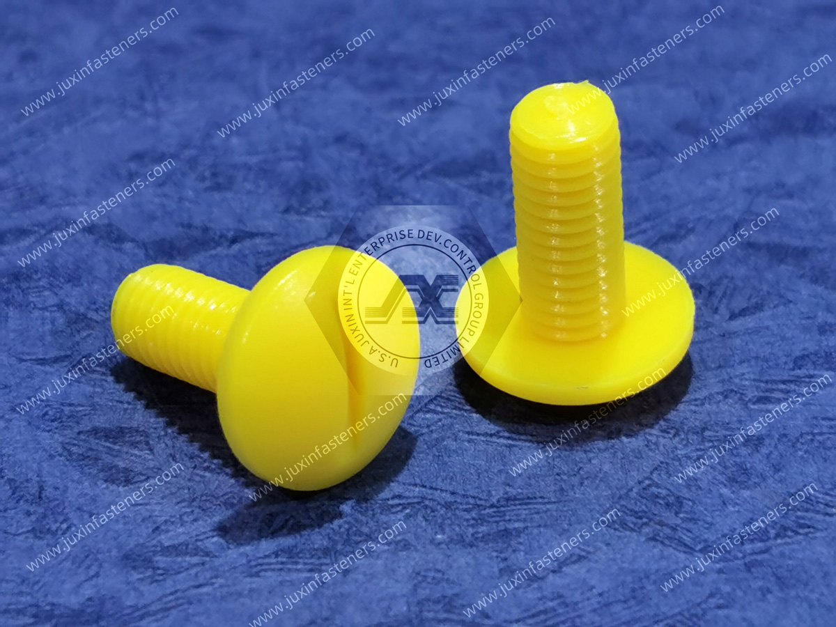 Gelbe Nylon-Flachkopf-Schlitzschrauben