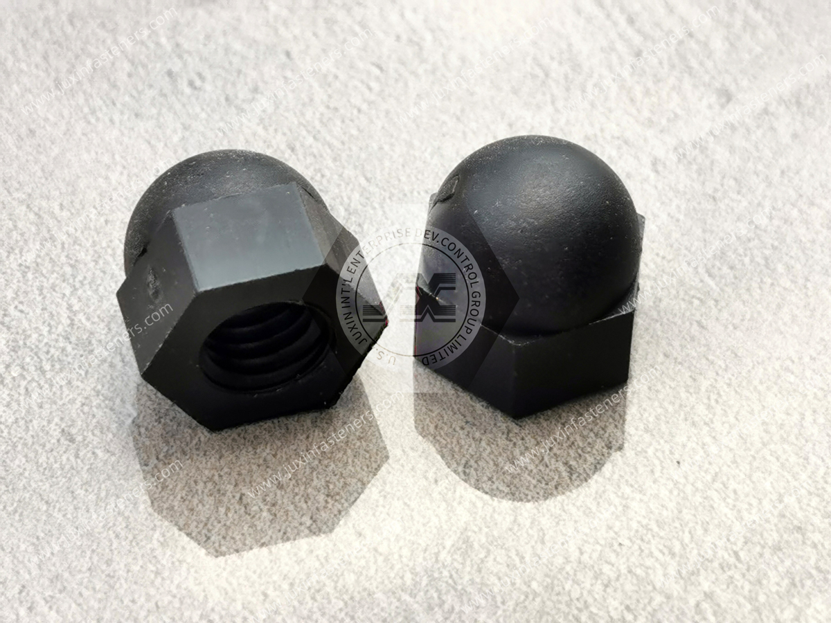 Metrische Hutmuttern aus schwarzem Nylon aus Kunststoff Metrische Hutmuttern aus schwarzem Nylon aus Kunststoff