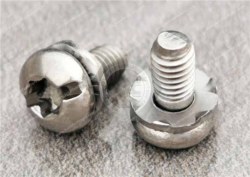 Flachkopf-Kreuzschlitzschrauben aus Edelstahl mit franz&ouml;sischer Sicherungsscheibe aus SKS304-Edelstahl