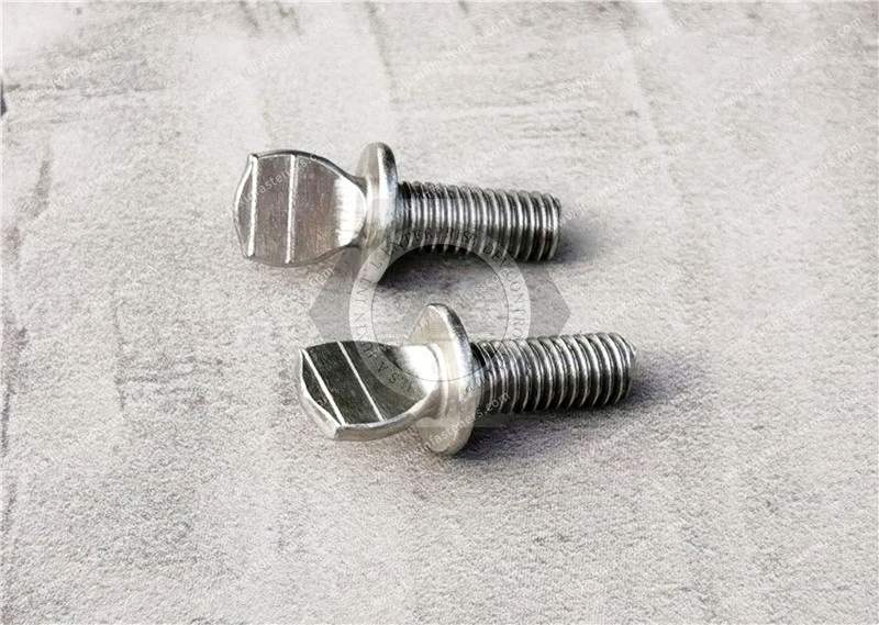 Flachkopf-R&auml;ndelschrauben aus Edelstahl mit Flansch und Flachkopf-R&auml;ndelschrauben aus Edelstahl mit Flansch, JX-THUMB-M6-10-SS, Material: Edelstahl SUS304, SUS316